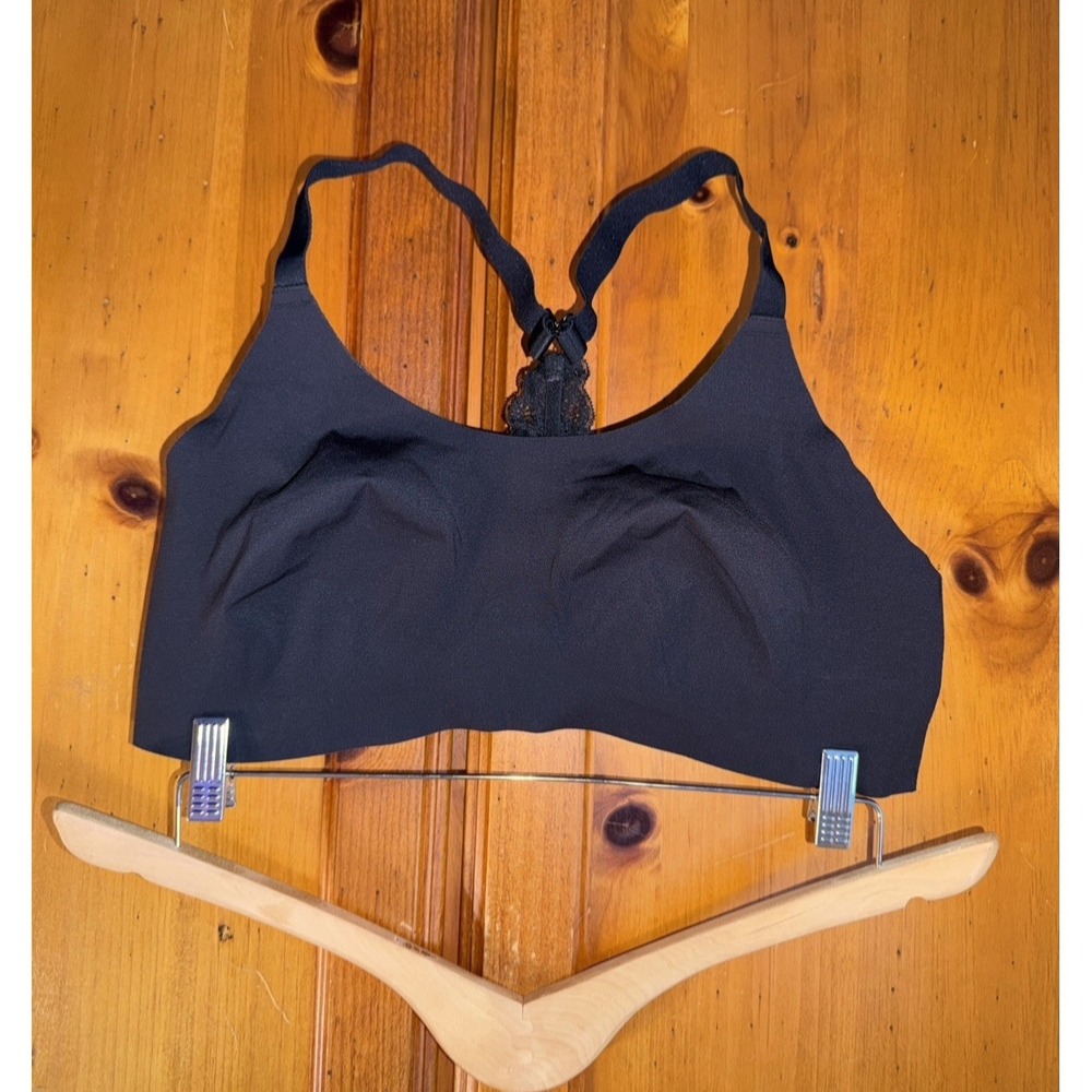 Knix Bralette Lace Bra Women's XL Wire Free Unlined Solid Wireless Seamless Blk